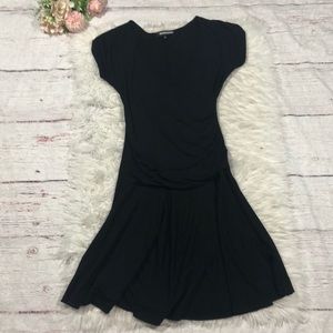 Anatomie Black Faux Wrap Jersey Swing Travel Mini Dress